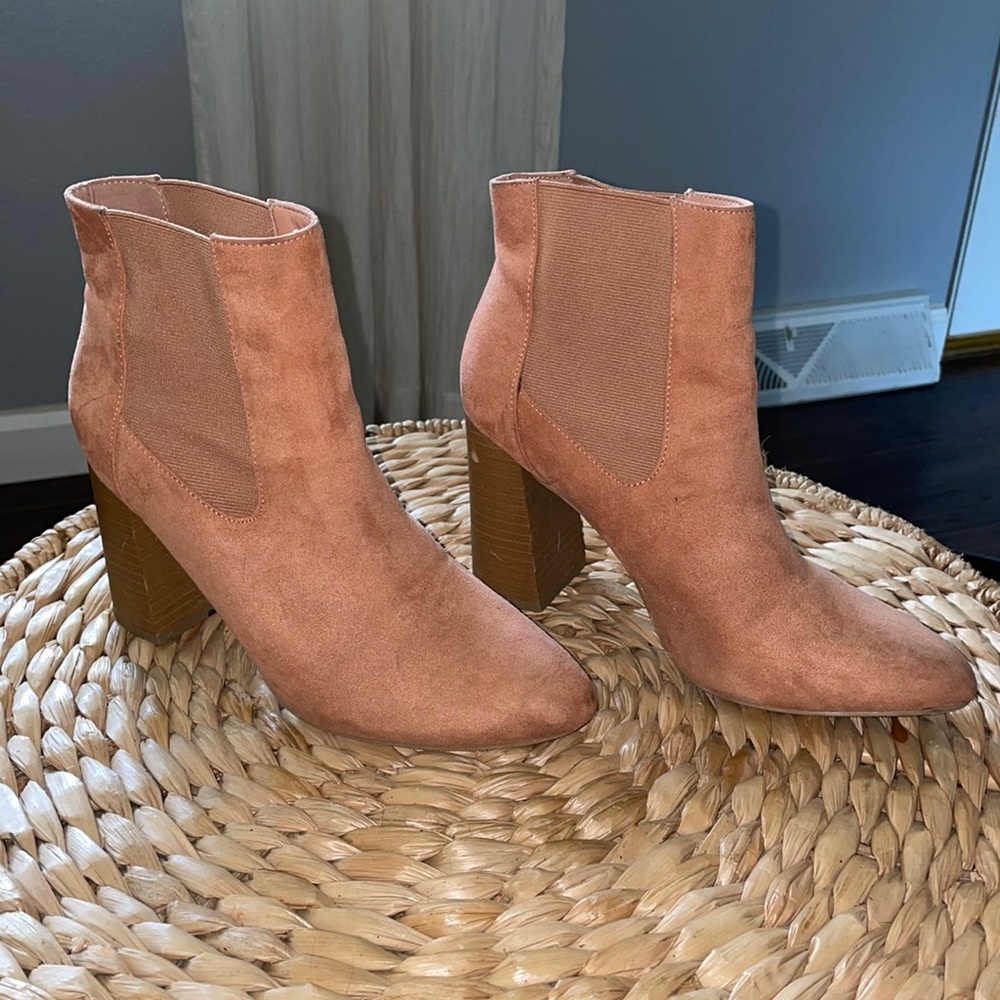 Light Pink/Peach Suede Booties